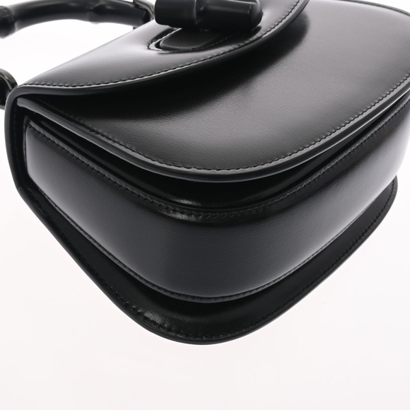 Gucci Bamboo Top Handle Black Calfskin Bag - Picture 6 of 9